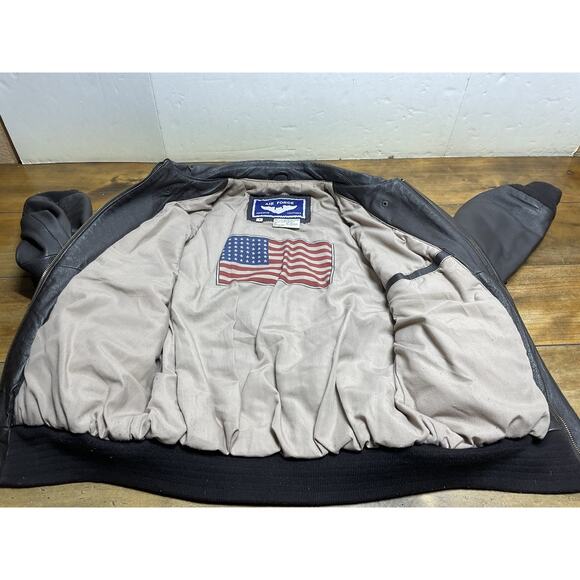 Airforce Airborne Leather Jacket Mens Small Brown Flight Aviator Bomber - Picture 10 of 13